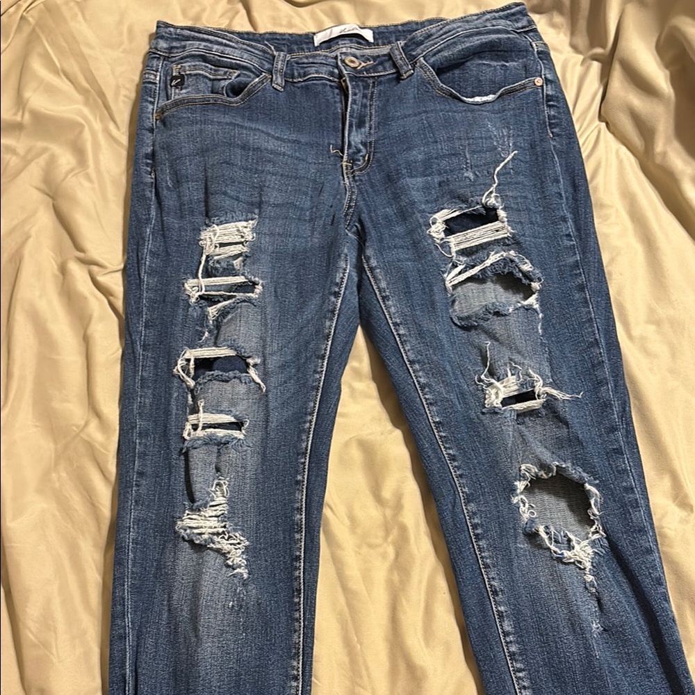 Distressed Blue Jeans